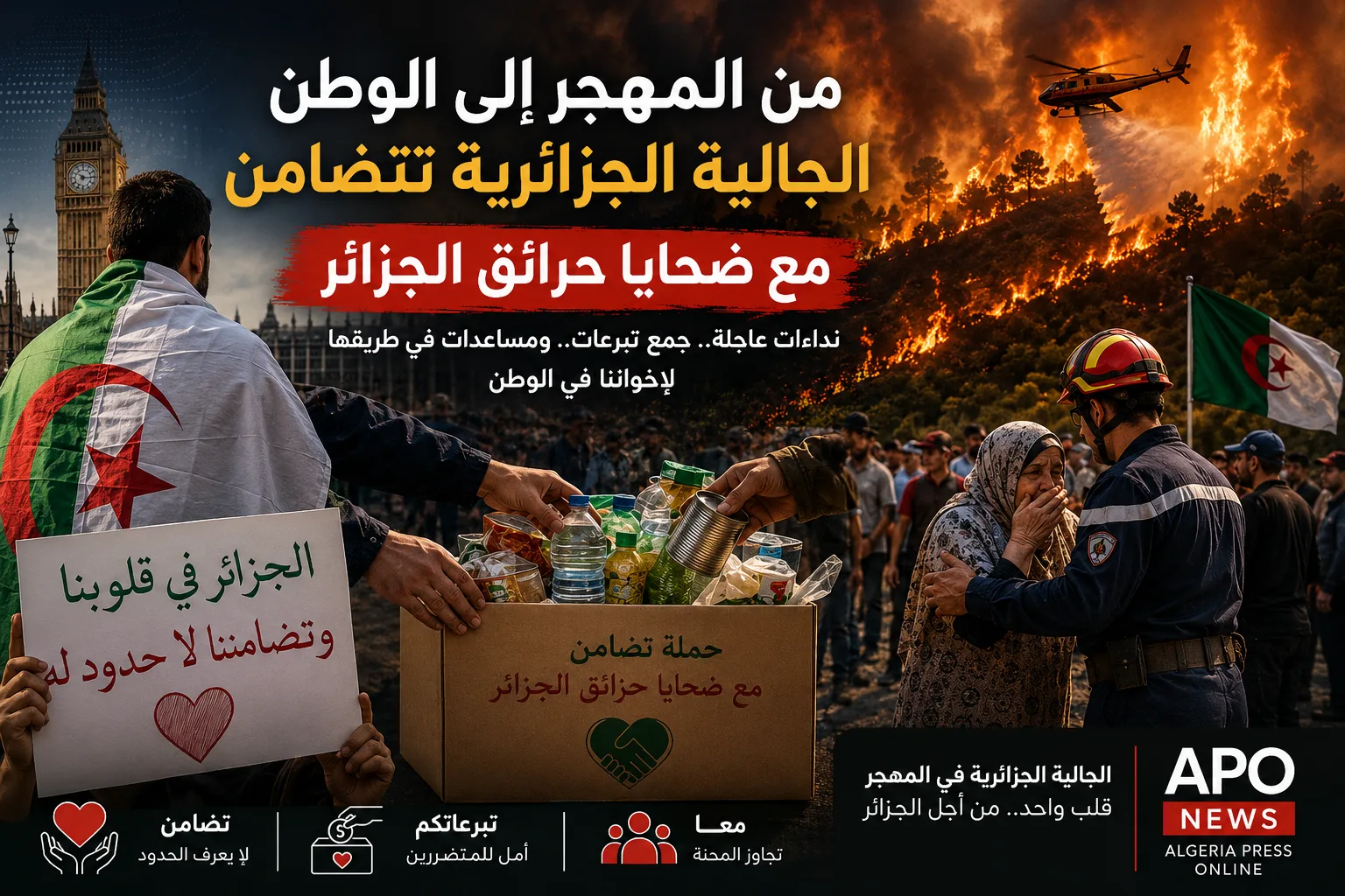 حرائق الجزائر تستنفر الجالية عبر العالم